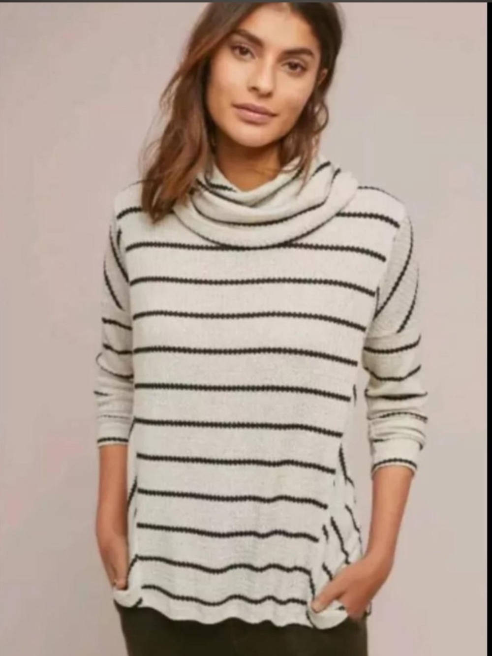 Great Condition | Anthropologie Eri & Ali Cowl Neck Waffle Knit | sz L